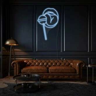 Woman Lips Neon Sign Sensual Beauty Illuminated