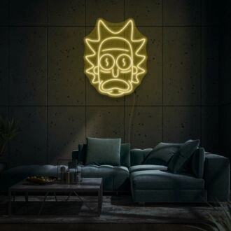 Rick's Face Neon Art Tribute to Popular Culture