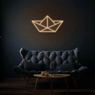 Origami Boat Neon Journey of Imagination and Creativity