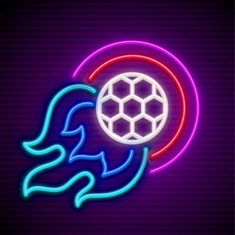 Touchdown Inferno Football Ball fliegend und brennend Neonzeichen