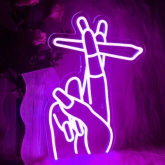 Two Fingers Holding Cigarette Neon Signs