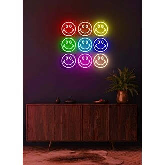 Lächelnde Wand Neon Freude und Positivität in jeder Glühbirne