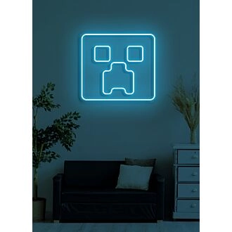 Quadratisches Gesicht Neon Abstraktes Kunstwerk, mit einem zeitgenössischen Touch ergänzt