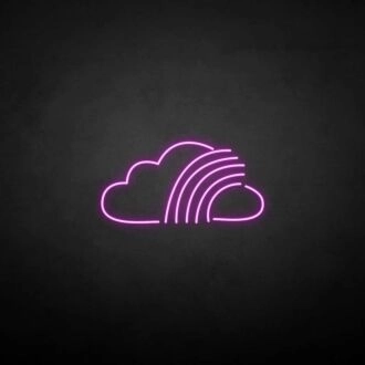 Neonschild mit Wolke und Regenbogen