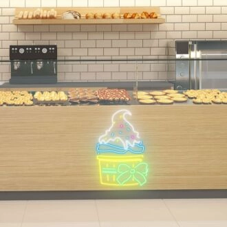 Festive Ice Cream Cup Celebratory Neon for Party Themes