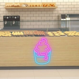 Originaler Eiscremebecher Klassisches Neon-Schild für Eisdiele