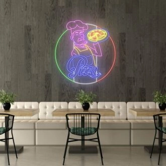 Customize Pizza & Chef Celebrate Culinary Art with Neon Display