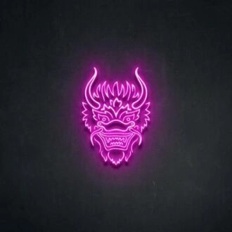 Drachenkopf entfesselt Fantasie mit feurigem Neon