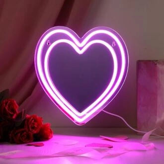 Strahlendes Liebesherz Neon Spiegel LED Wandkunstschild
