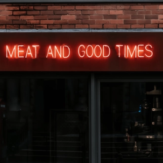 Grill Master's Delight: Meat and Good Times Neon Art to Elevate Your BBQ Experience