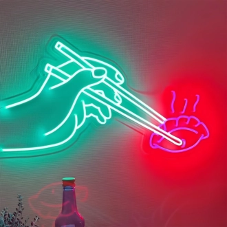 Sushi Dumplings Essstäbchen: Beleuchten Sie Ihren Raum mit Neon-Geschmack