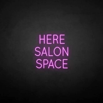 'HERE SALON SPACE' neon sign