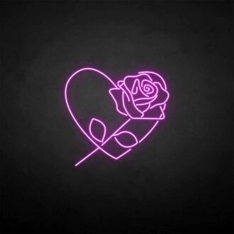 Rose with heart' neon sign