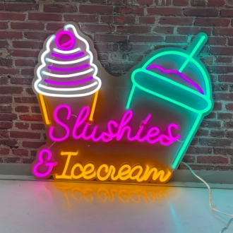 Customize Tempting Treats Slushies And Ice Cream Neon Sign