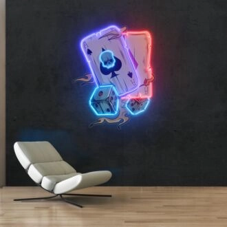 Glücksspiel Poker Beleuchtetes Neon-Acrylkunstwerk