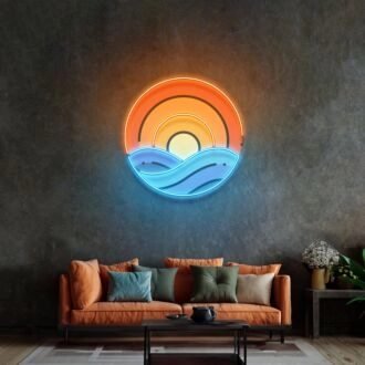 Sonnenuntergang auf Ozean LED Neon Schild Licht Pop Art