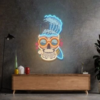 Skull Beach Led Neon Sign Light Pop Art