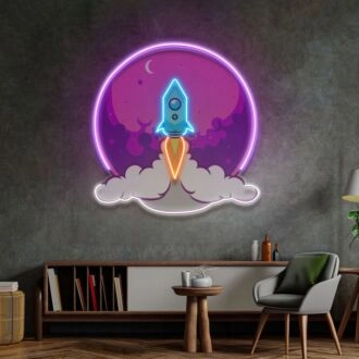 Rocket Launch Led Neon Sign Light Pop Art