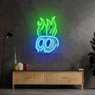 Topfpflanze Schädelkopf Cartoon LED Neonlicht Pop Art