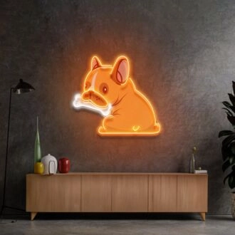 Hund nagt am Knochen LED-Neonschild Licht Pop Art.