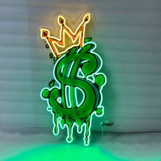 Cash Is King" Neonzeichen X Acrylkunstwerk