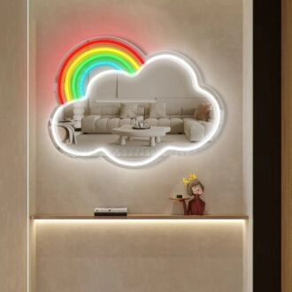 Wolken-Regenbogen-Neon-Spiegelschild
