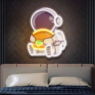 Burger Astronaut Neonlichtschild Pop-Art