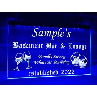 Basement Bar and Lounge Personalized Hanging Neon Sign