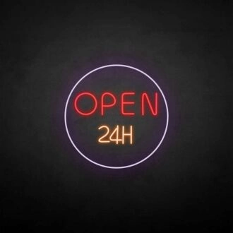 Customize 'OPEN 24H' neon sign