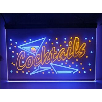 Cocktails & Fizz Two Tone Hanging Neon Sign