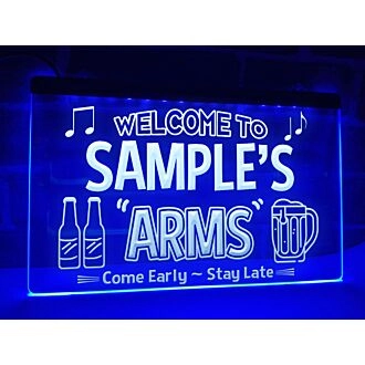 Welcome to Arms Personalized Hanging Neon Sign