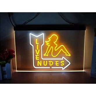 Live Nudes Two Tone Hanging Neon Sign