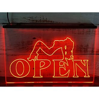 Strippers Open Hanging Neon Sign