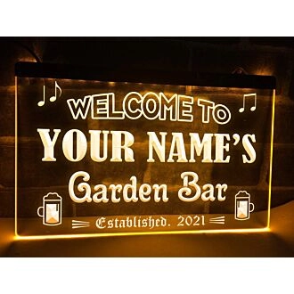 Garden Bar Personalized Hanging Neon Sign