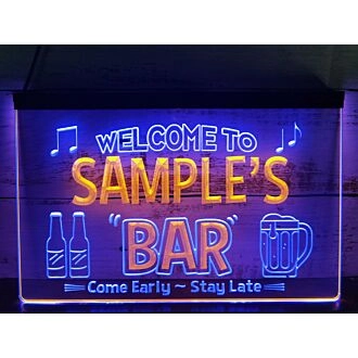 Welcome to My Bar Personalized Two Tone Hanging Neon Sign