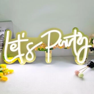 Let's Party Gold Backsplash Neon Signs