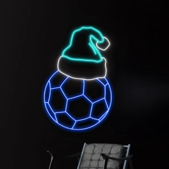 Weihnachtsmütze Fußball Neonschild