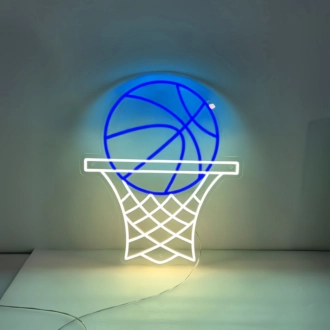 Basketball on Hoop Neon Sign