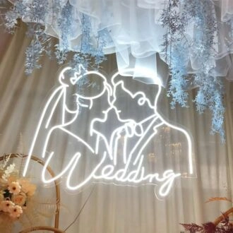 Customize Romantic Wedding Couple Kissing Portrait Neon Sign