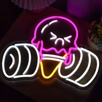 Cute Weightlifting Ice Cream Neon Sign