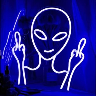 Alien-Verspottungs-Gesten-Neonschild