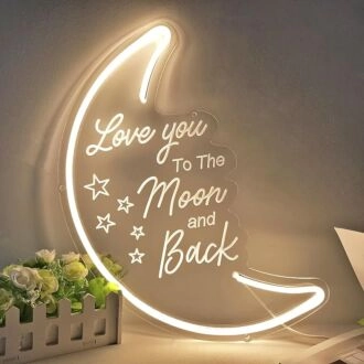 Love You to the Moon and Back Wedding Neon Sign