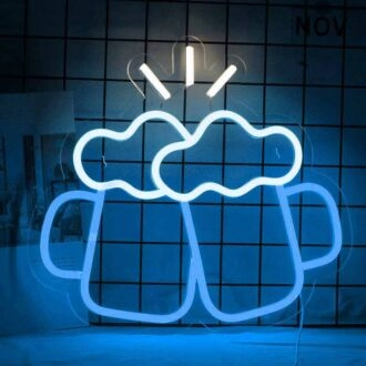 Prost mit Biergläsern Bar Neonschild