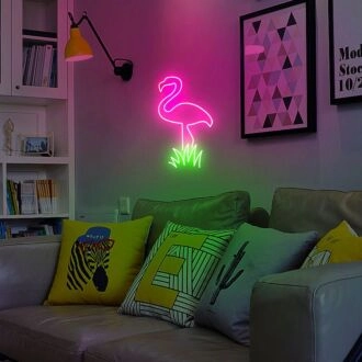 Flamingo Neonzeichen für tropische und spaßige Dekoration.