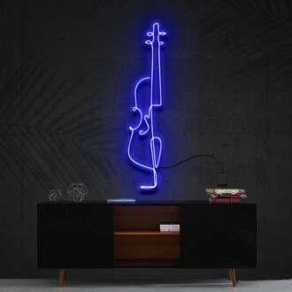 Cello Line Art Neon Sign for Music Lovers and Artistic Decor