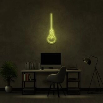 Glühbirne Neonschild für kreative und inspirierende Dekoration.