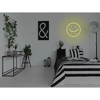 Glückliches Trauriges Gesicht Neonschild für künstlerische und einzigartige Räume.