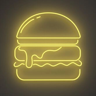 Gold Burger Neonschild MNE11065 für Feinschmecker und Essbereiche.
