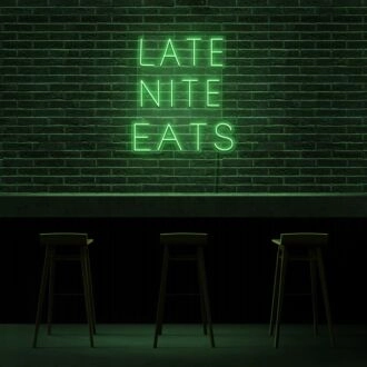 Late Night Eats Neon Sign for Night Owls and Fun Spaces