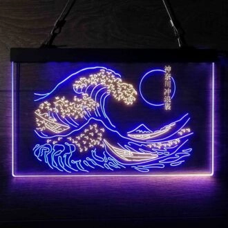 The Great Wave Off Kanagawa Japan Dual LED Neon Sign for Artistic and Cultural Spaces